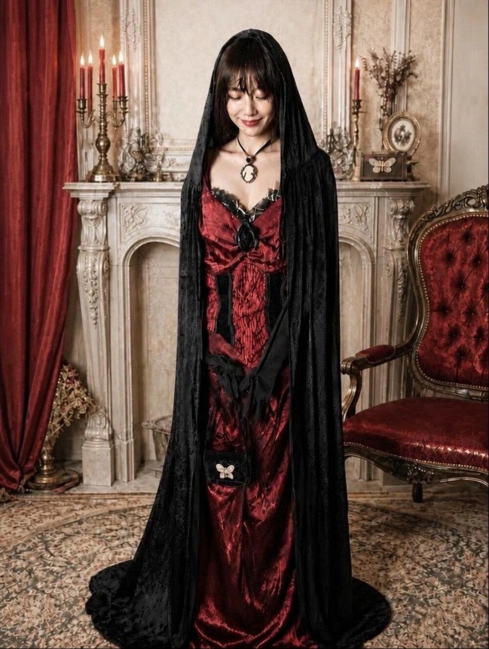 Gothic Complete Costume Dark Shadows Vampira Size M Juniors